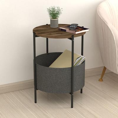 [en.casa] - Beistelltisch Hofors 60x43cm Anthrazit / Eichenoptik, antik Image