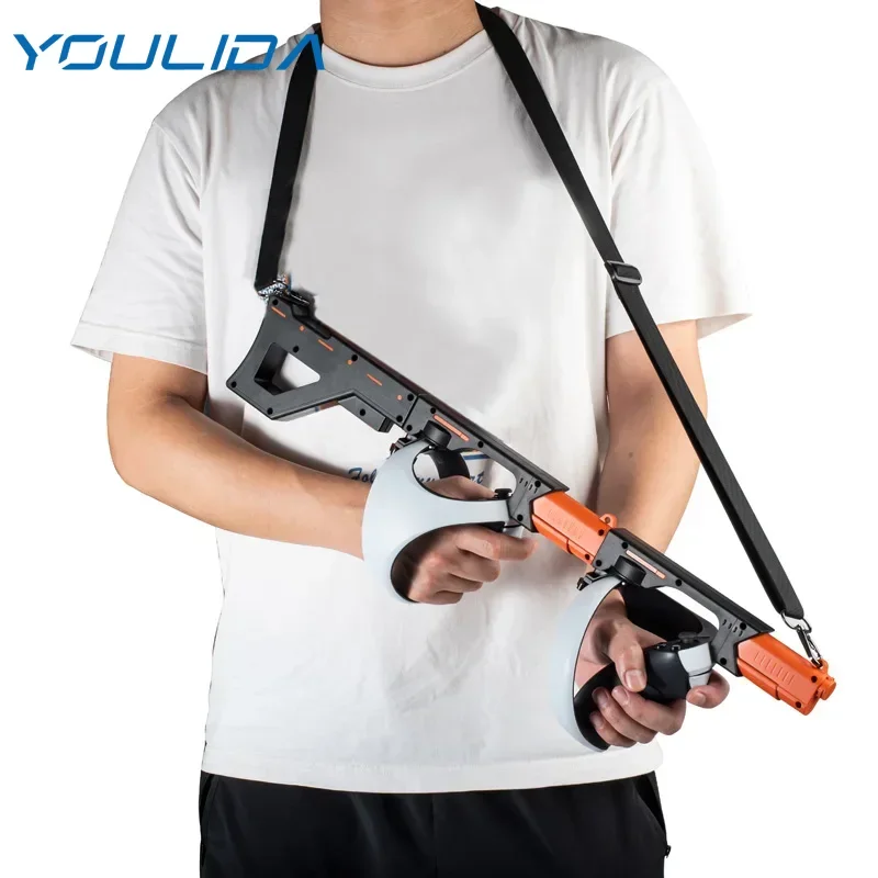 DEVASO VR Gunstock for PS VR2 Magnetic Controller Holder Gun Stock with Shoulder Strap for Sony PlayStation VR2 Game Accessories