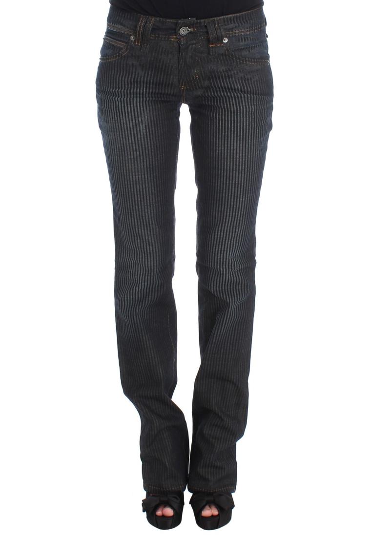 John Galliano Damen Jeans im Slim Fit Bootcut aus Baumwollmischung mit blauer Wäsche
