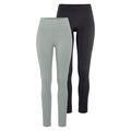 Leggings BOYSEN'S, Damen, Gr. 52 (XXL), N-Gr, grün (schwarz, salbei), Jersey, Obermaterial: 95% Baumwolle, 5% Elasthan, unifarben, Basic, sehr figurbetont knöchellang, Hosen, mit Baumwolle NEUE FARBE