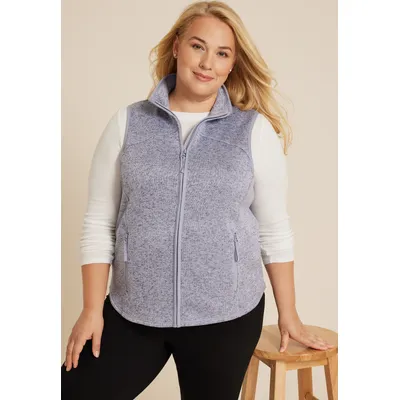 Maurices Plus Size Women's Lightweight Full Zip Fleece Vest Blue Size 0X