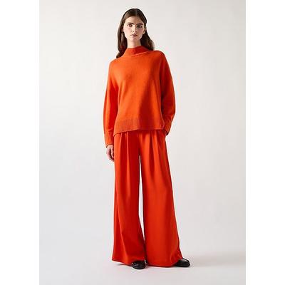 Leigh Orange Wool Blend High Neck Relaxed Jumper Bright Orange, Bright Orange