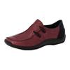 Slipper RIEKER, Damen, Gr. 42, schwarz (weinrot, schwarz), Leder, Nubuklederimitat, sportlich, Schuhe Slipper, Freizeitschuh, Komfortschuh mit strukturiertem Obermaterial