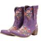 FGRID Women's Floral Cowboy Short Booties, Vintage Square Toe Snip Toe Embroidered Ankle Boots, Winter Leather Chunky Block Heel Western Chelsea Boots,Purple,40