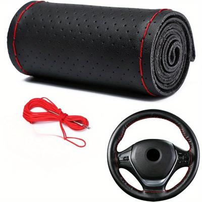 "TEMU Universal Fit Pu - Red Stitching For 15" , Diy Sew-on , Car Accessory" Image