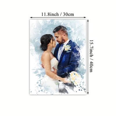 TEMU Watercolor Canvas Art Print - Personalized For , For Weddings, Engagements, Pet Memorials - Hanging For Any Image