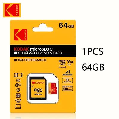 TEMU Kodak 1pc Micro Sd Card Tf Memory Card With Adapter 32gb Hc 64gb 128gbmemory Cardxc Memory Card C10 A1 Tf Flash Card Cartao De Memoria