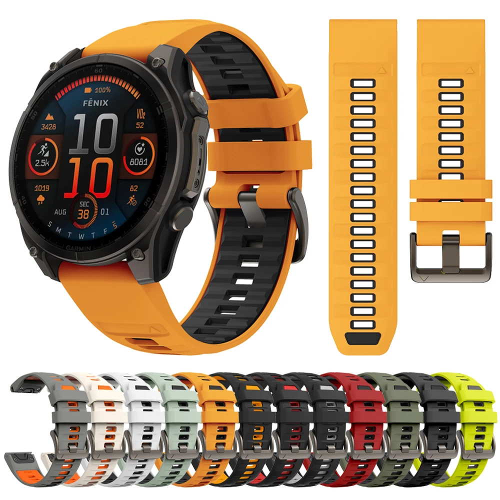 Original 22 26 mm QuickFit-Armband für Garmin Fenix 8 E 7X 7 6X 6 Pro 5X Plus 3HR Armband Epix Gen 2 Enduro 3 Tactix Silikonband Image