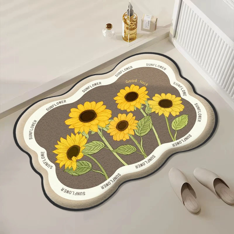 Speziell geformte Blume Badezimmer saugfähige Bodenmatte Fußmatte dicke Toilette pelzige rutschfeste Fußmatte Duschraum Bodenmatte Image