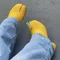 Stivali Tabi con punta divisa gialla Stivaletti con tacco grosso Scarpe da donna in pelle opaca Scarpe da donna sexy 2025 Zapatos Para Mujere