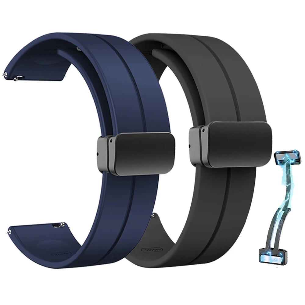 Magnetisches Faltschnallenarmband für Huawei Watch GT 5/4 Pro 46 mm Band GT2 SE 3 42 mm Samsung Galaxy Watch 7/6/5/4 Gummiarmbänder Image