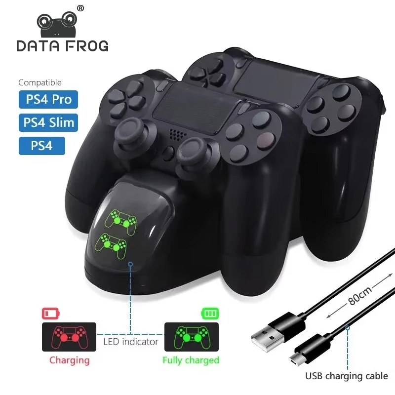 DATA FROG PS4 Ladestation Controller Ladegerät für Wireless PS4 USB Dual Dock Station für PS4 Image
