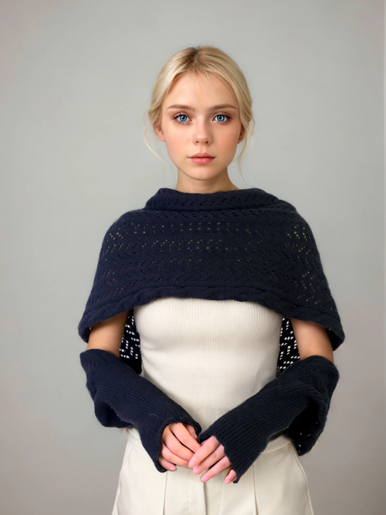 Ein gestrickter Schal aus reinem Polyester mit kerngesponnenem Garn für Frauen zum Ausgehen im Herbst und Winter mit einem warmen Schal Image