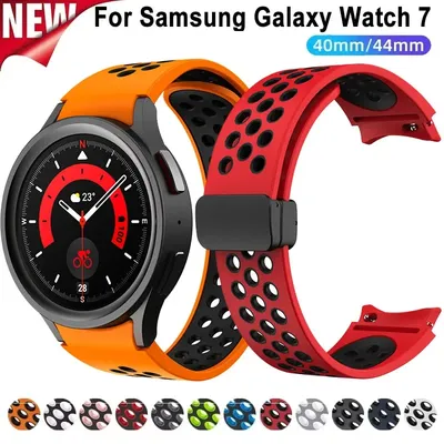 Keine Lücken Silikon armband für Samsung Galaxy Uhr 7 6 5 4 40mm 44mm 5pro 45mm Magnet armband für Image