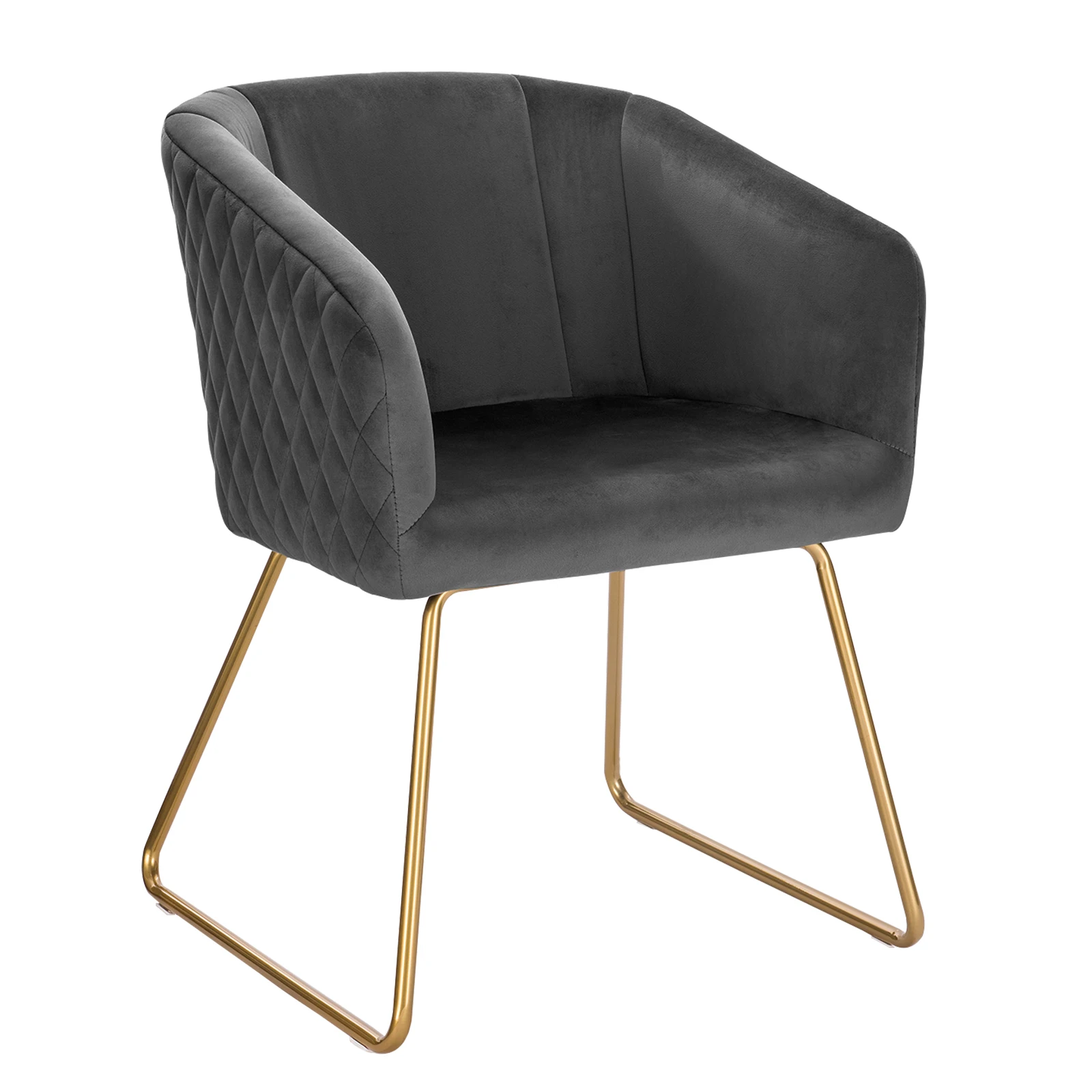 WOLTU 1 x moderner Esszimmerstuhl, Samtsessel mit Armlehnen, Rückenlehne, Lounge-Stuhl, goldene Metallbeine für Zuhause, Küche, Schlafzimmer