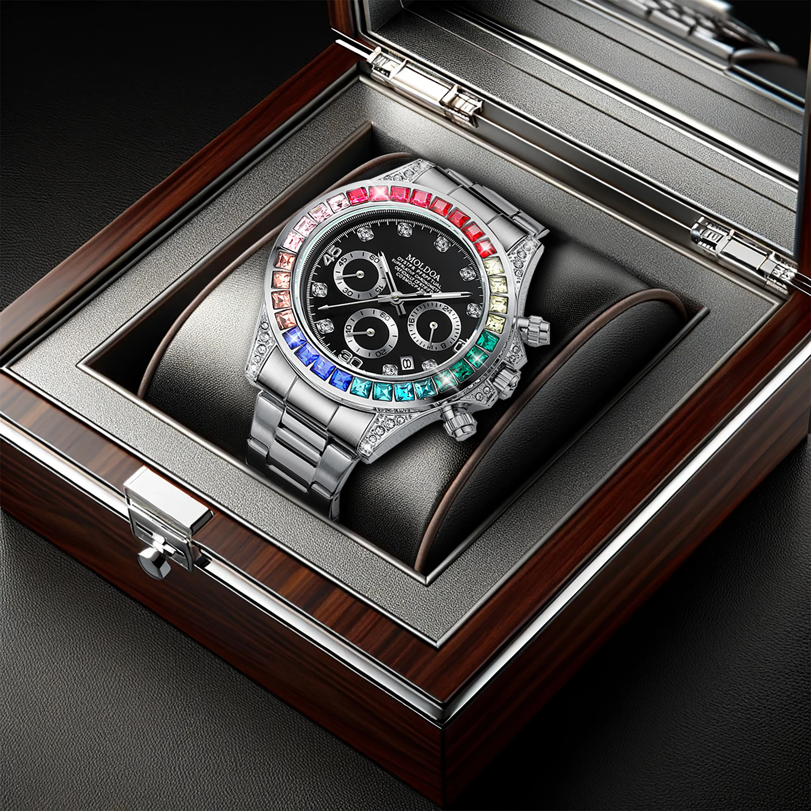 Neue High-End coole Kalender Herren voll automatische Quarz Stahlband Uhr Herren uhr Image