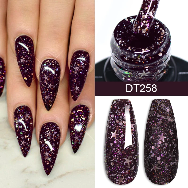 7 ml Glitter Pailletten Nagel Gel Polnisch DIY Nail art Semi Permanent UV/LED Malerei Gel Für Nägel maniküre Soak Off Lack Design Image