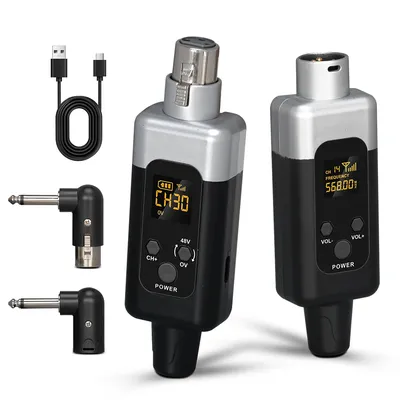 UHF Wireless Audio Transceiver System Mikrofonadapter XLR Sender und Empfänger für kabelgebundenes dynamisches Mikrofon 48 V