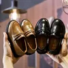 Jungen Mädchen Lederschuhe Kinder Hochzeit Show Schulkleid Flache Schuhe Leichte klassische Kinder Performance Loafer Mokassins D428