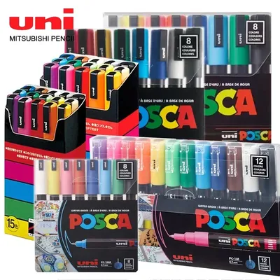 Uni Acrylfarbe POSTS Marker Pen Set PC-5M PC-3M PC-1M Rock Marker Art Pen Graffiti Malzubehör Farbstift