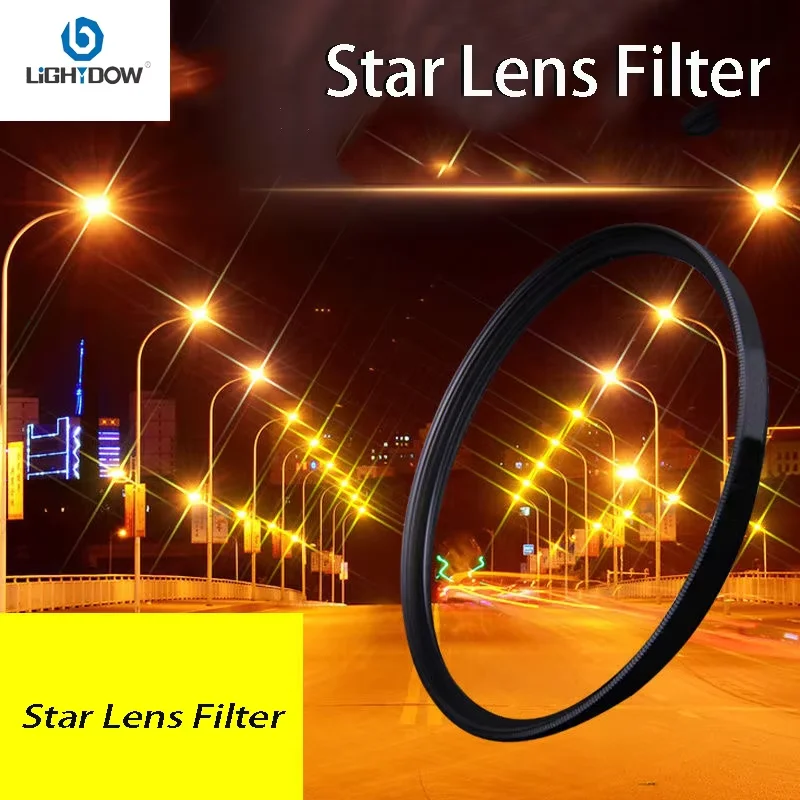 Lightdow 6 Line Normal Star Filter Kameraobjektivfilter 49 mm 52 55 58 62 67 72 77 82 mm für Canon Nikon Fuji Sony DSLR-Kamera Image
