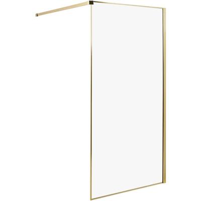 Beliani - Duschwand Gold aus Sicherheitsglas Rahmen Aluminium Duschabtrennung ohne Türen Image