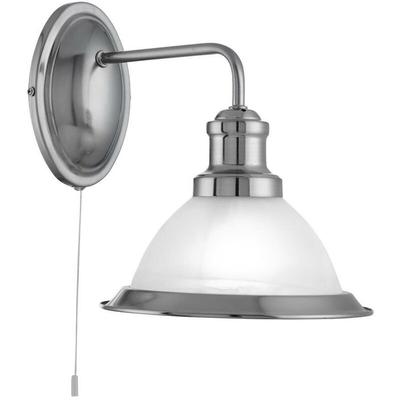 Searchlight - Bistro - 1 Licht Wandleuchte Satin Silber mit saurem Glasschirm, E27 Image