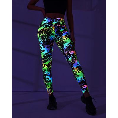 Women's Yoga Pants Yoga Leggings High Waist Yoga Gym Workout Pilates Tights Color Block White Green Fall Sports Activewear Stretchy Slim