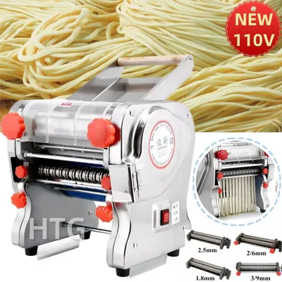 750W Electric Pasta Maker Noodle Machine Dumpling Skin Roller Steel Full Stainless Steel Dual Knife