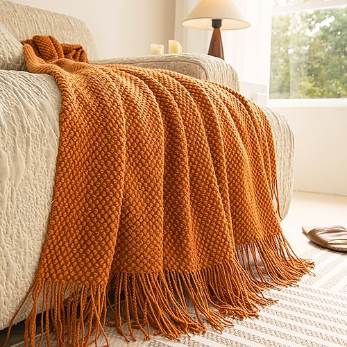 1 Überwurfdecke im nordischen Stil mit Quaste, Überwurfdecke für meine Mutter vom Sohn, warme, gemütliche, weiche Decke für Couch, Bett, Sofa, Büro, Camping Image