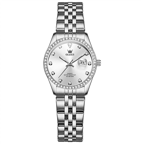 neue Olevs Olevs Marke hochwertige Business mit Diamanten Damenuhr leuchtender Kalender Stahlgürtel einfache Freizeitmode Quarzuhr wasserdichte Sport Damenarmbanduhr