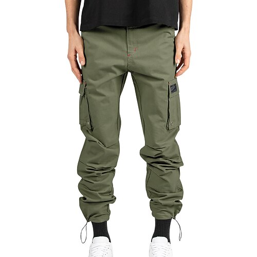 Herren Cargohose Cargohosen Hose Hosen Elastische Taille Multi Pocket Glatt tragbar Outdoor Täglich Campen und Wandern Modisch Klassisch Schwarz Armeegrün Image