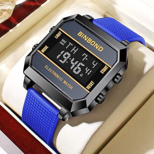 BINBOND Frauen Männer Digitaluhr Outdoor Sport Modische Armbanduhr Leuchtender Kalender Datum wasserdichte Silikon Uhr Image