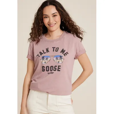 Maurices Women's X Small Size Top Gun Sunglasses Oversized Fit Graphic Tee Pink