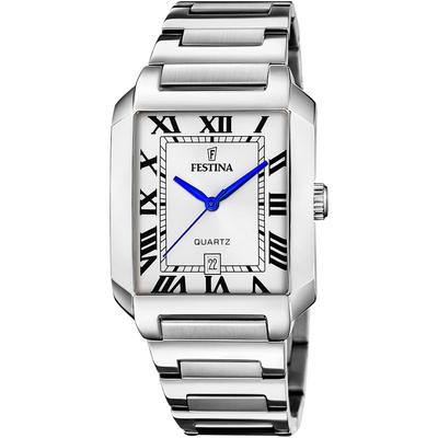 Quarzuhr FESTINA "On The Square", silber (silberfarben), Armbanduhren, Damen, Armbanduhr, Herrenuhr, Damenuhr, Edelstahlarmband, Datum Image
