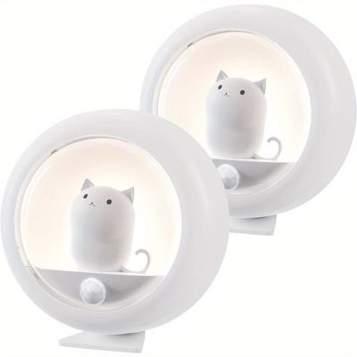 TEMU 2pc Sensor Led Night Light, Creative Led Night Light, Usb Rechargeable Night Light For Hallway, Bedroom, Kids Room - Perfect Cute Gift For All Age