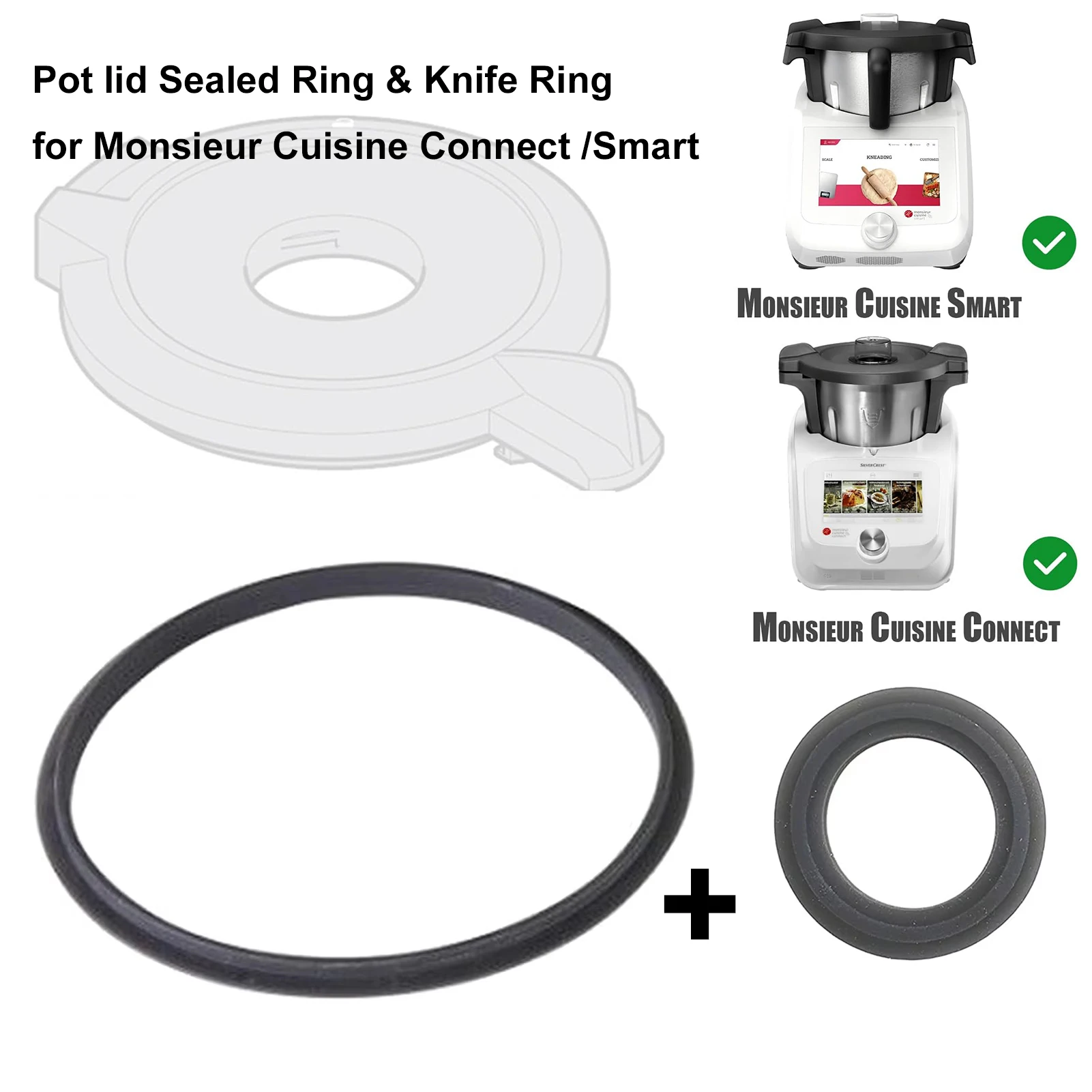 Versiegelter Ring für Silvercrest Monsieur Cuisine Connect & Smart Deckeldichtung + Messerdichtungsring Image