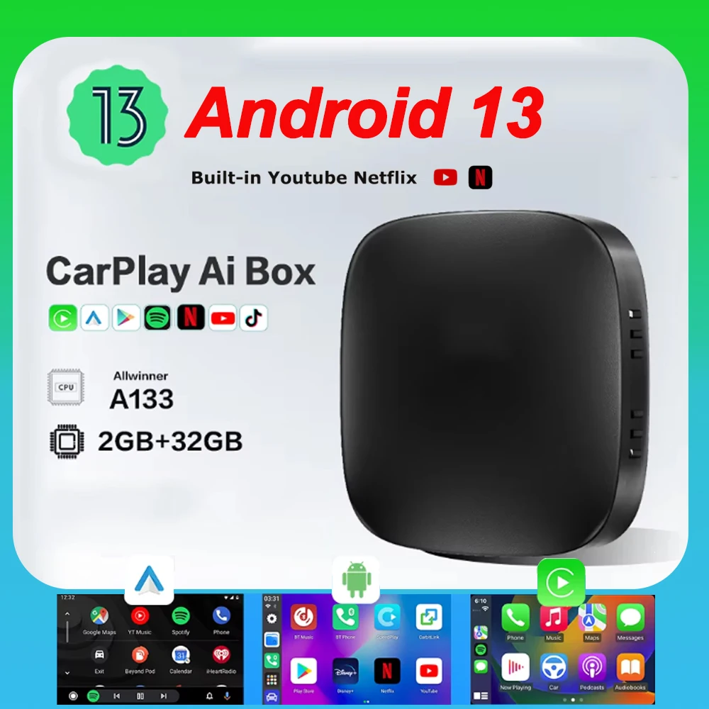 Neue Carplay Ai Box Wireless Android Auto Wireless Carplay Adapter TV Box Für Netflix YouTube Auto Intelligenz Systeme Image