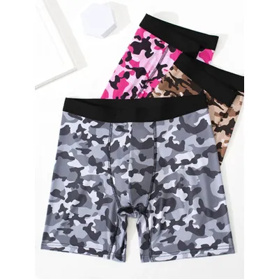 1 Stücke Mittellange Stile Herren Stil Sommer Camouflage Vier Eckige Hosen Bequeme Atmungsaktive Herren Boxer Image