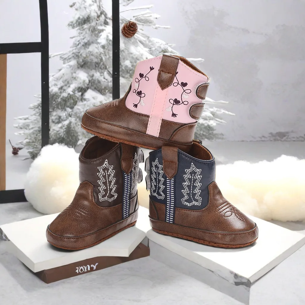 Modische und beliebte Babys chuhe Western Denim Zwischen sohle Stiefel Herbst und Winter warm und rutsch fest lässige Wanderschuhe 0-18m