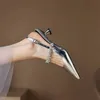 Damen Sandalen Damen sexy Schnalle Strass High Heels weibliche Freizeit schuhe golden silber Punkt Zehen Trend Sommerpumpe2024