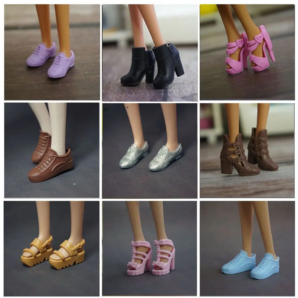 1 Paar 30cm Puppen schuhe Mode weibliche Puppen stiefel Fußlänge 2,2 cm Puppen Zubehör Plastik puppe bunte High Heels Schuhe