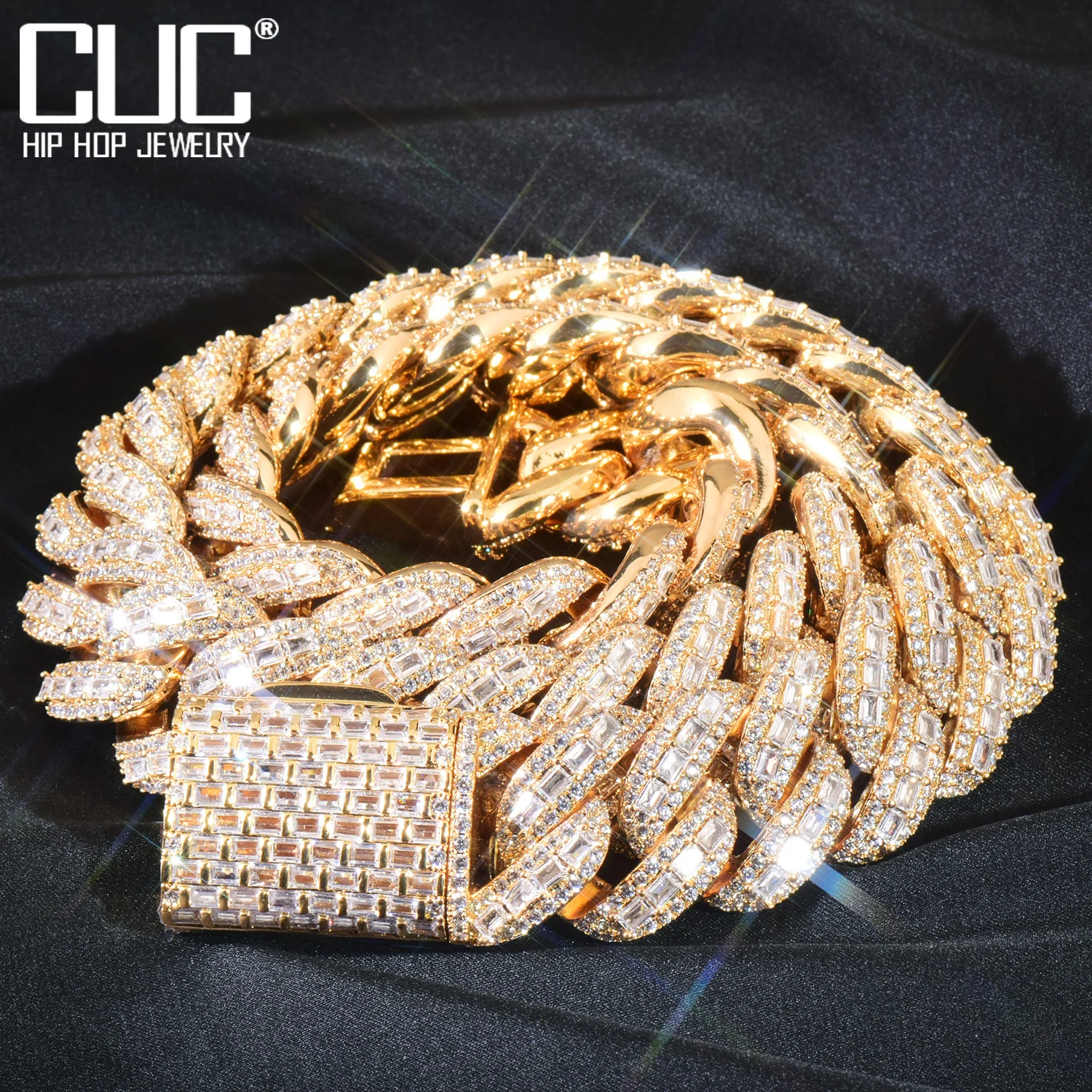 CUC 20mm Miami Kubanische Kette Gold Silber Farbe Hip Hop Halskette Für Männer Iced Out Baguette Zirkon Link Mode rock Rapper Schmuck