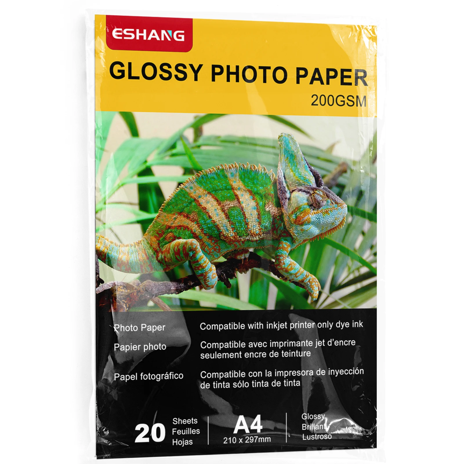 Eshang 20 Blatt a4 glänzende leere Rückseite Inkjet-Fotopapier 8,3x11,7 Zoll für Tinten strahl drucker verwenden Farb tinte 200gsm Image