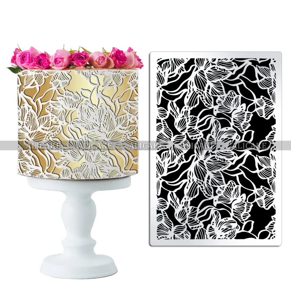 Neue Kuchen Schablone Vorlagen Blumen Design für Hochzeit Geburtstag Party Spitze Muster Kuchen Dekorieren Fondant Buttercreme Werkzeuge Form Image