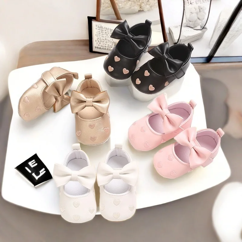 Neue Baby Mädchen Bogen Baby Schuhe Prinzessin Leichte Casual Infant Mädchen Schuhe PU Weichen Boden Anti Slip Erste Wanderer Image