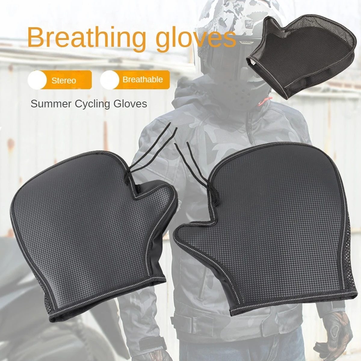 Motorrad Lenker Muffs für Sommer Sonnenschutz Sommer luftige 3D Mesh Handschuhe luftige atmungsaktive Mesh Handschuhe mit Seil & Safe Image