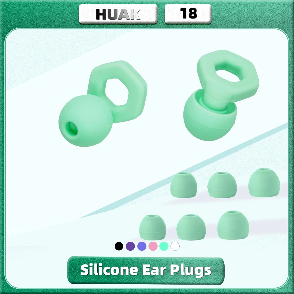 HUAK Weiche Silikon-Ohrstöpsel zur Geräuschreduzierung, wiederverwendbar, wasserdicht, zum Schwimmen, Konzert-Ohrstöpsel, Schalldämmung, Gehörschutz Image