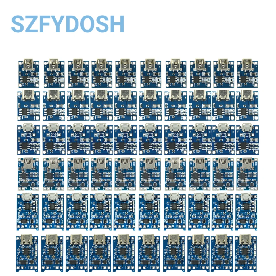 5/10PCS Typ-c Micro Mini USB 5V 1A 18650 TP4056 Lithium-Batterie Ladegerät Modul Lade bord Mit Schutz Dual Funktionen Image