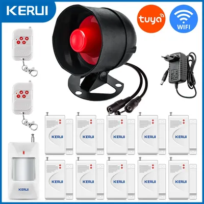 KERUI Tuya Smart WiFi Tür Alarm System Drahtlose DIY Smart Home Security System Telefon APP Alarm 110db Sirene Tür Fenster Sensor